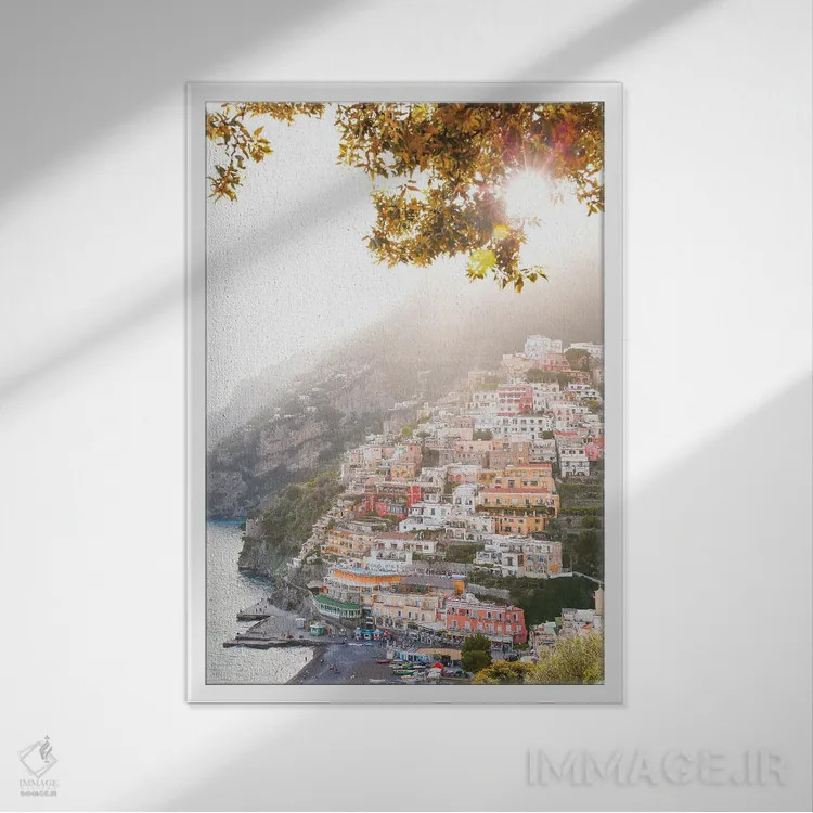 تابلو دکوراتیو درخشش پوزیتانو اثر ویکتوریا متاکساس - نمای قابدار سفید