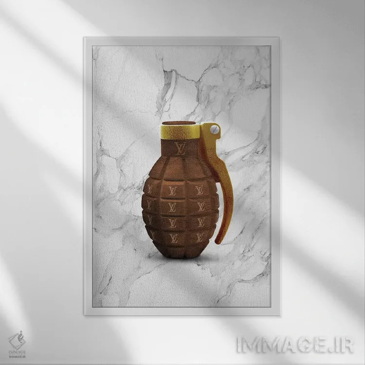 تابلو دکوراتیو نارنجک LV اثر الکساندر ونانسیو - نمای قابدار سفید