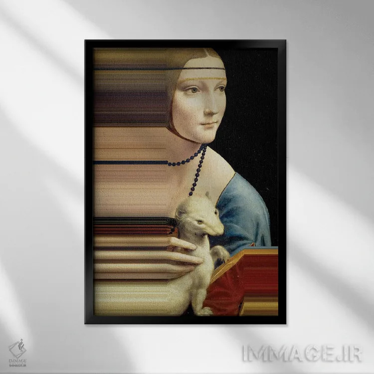 تابلو دکوراتیو شاهکار داوینچی دگرساخته ۲ اثر الکساندر ونانسیو - نمای قابدار مشکی