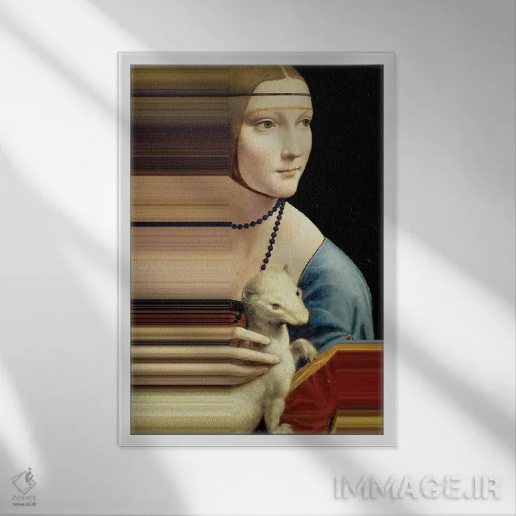 تابلو دکوراتیو شاهکار داوینچی دگرساخته ۲ اثر الکساندر ونانسیو - نمای قابدار سفید