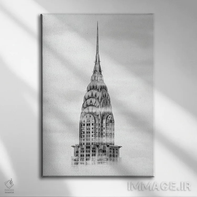 تابلو دکوراتیو ساختمان کرایسلر نیویورک اثر الکساندر ونانسیو - نمای روبهرو روی دیوار