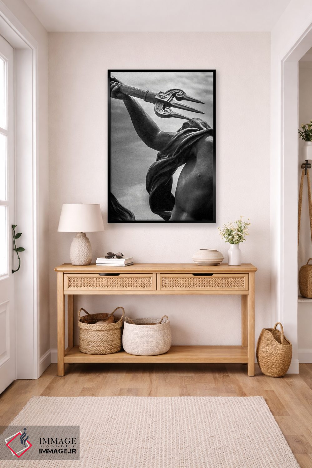 تابلو دکوراتیو جزئیات مجسمه پاریس در سیاه و سفید اثر الکساندر ونانسیو - D5B