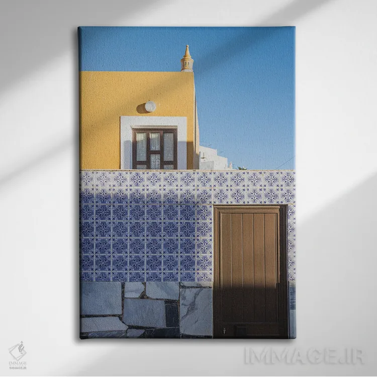تابلو دکوراتیو ترکیب آبی و سفید IV اثر الکساندر ونانسیو - نمای روبهرو روی دیوار