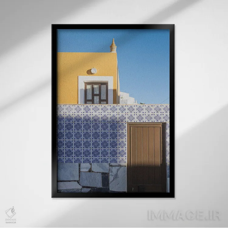 تابلو دکوراتیو ترکیب آبی و سفید IV اثر الکساندر ونانسیو - نمای قابدار مشکی