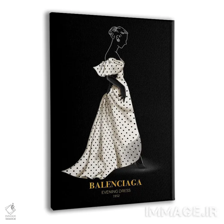 تابلو دکوراتیو Balenciaga, 1952,لباس شب، بالنسیاگا، ۱۹۵۲ اثر الکساندر ونانسیو - نمای پرسپکتیو محصول