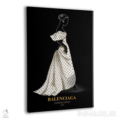 تابلو دکوراتیو Balenciaga, 1952,لباس شب، بالنسیاگا، ۱۹۵۲ اثر الکساندر ونانسیو - نمای پرسپکتیو محصول