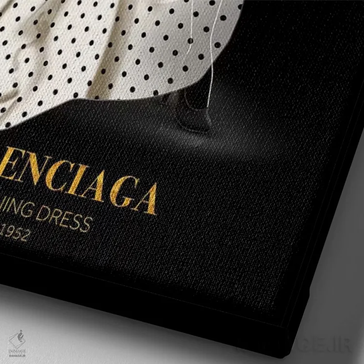 تابلو دکوراتیو Balenciaga, 1952,لباس شب، بالنسیاگا، ۱۹۵۲ اثر الکساندر ونانسیو - نمای نزدیک بافت بوم