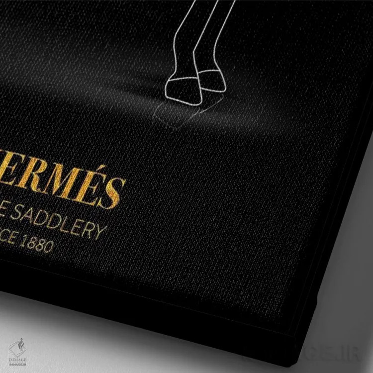 تابلو دکوراتیو Hermès, Since 1880,زین و یراق اسب، هرمس، از ۱۸۸۰ اثر الکساندر ونانسیو - نمای نزدیک بافت بوم
