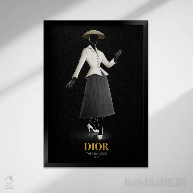تابلو دکوراتیو Christian Dior, 1947,ظاهر نو، کریستین دیور، ۱۹۴۷ اثر الکساندر ونانسیو - نمای قابدار مشکی