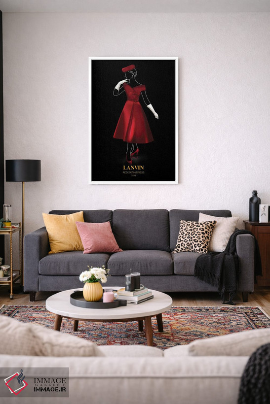 تابلو دکوراتیو Lanvin, 1956,پیراهن ساتن قرمز، لنوین، ۱۹۵۶ اثر الکساندر ونانسیو - D2W