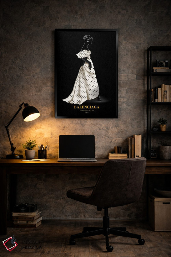تابلو دکوراتیو Balenciaga, 1952,لباس شب، بالنسیاگا، ۱۹۵۲ اثر الکساندر ونانسیو - D6B