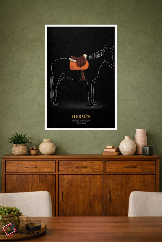 تابلو دکوراتیو Hermès, Since 1880,زین و یراق اسب، هرمس، از ۱۸۸۰ اثر الکساندر ونانسیو - D2W