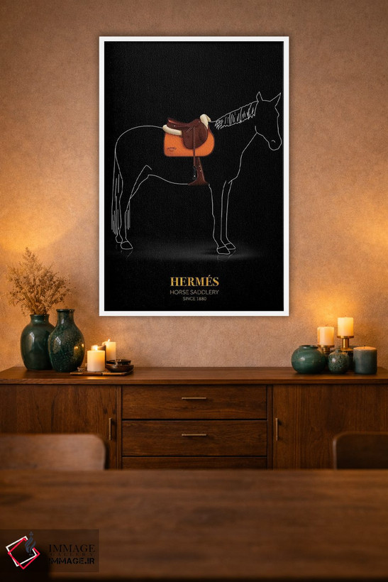 تابلو دکوراتیو Hermès, Since 1880,زین و یراق اسب، هرمس، از ۱۸۸۰ اثر الکساندر ونانسیو - D3W