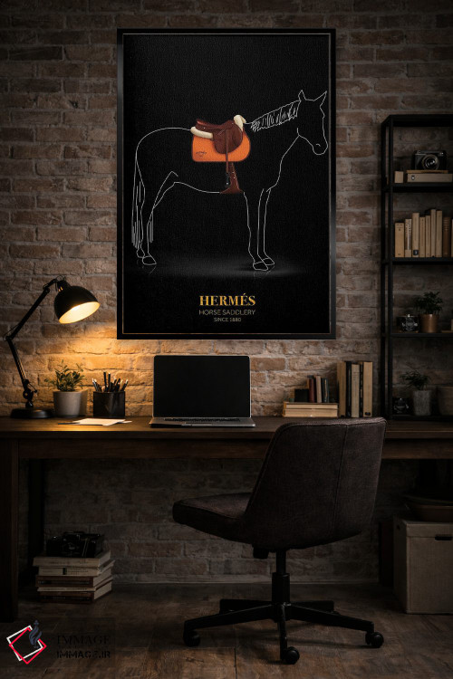 تابلو دکوراتیو Hermès, Since 1880,زین و یراق اسب، هرمس، از ۱۸۸۰ اثر الکساندر ونانسیو - D6B