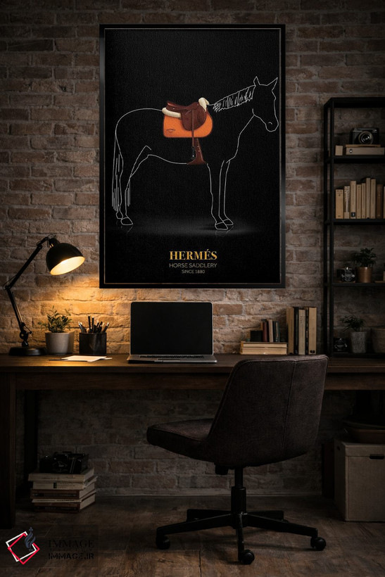 تابلو دکوراتیو Hermès, Since 1880,زین و یراق اسب، هرمس، از ۱۸۸۰ اثر الکساندر ونانسیو - D6B