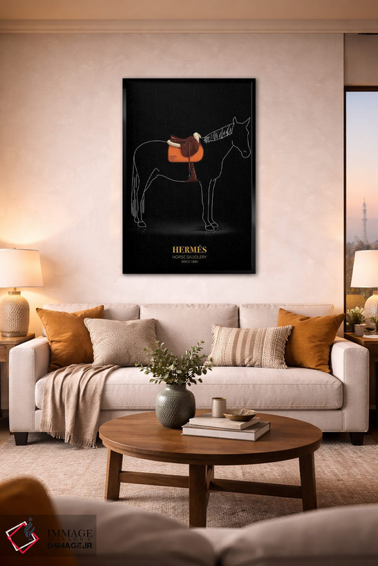 تابلو دکوراتیو Hermès, Since 1880,زین و یراق اسب، هرمس، از ۱۸۸۰ اثر الکساندر ونانسیو - D4B