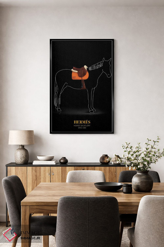 تابلو دکوراتیو Hermès, Since 1880,زین و یراق اسب، هرمس، از ۱۸۸۰ اثر الکساندر ونانسیو - D5B