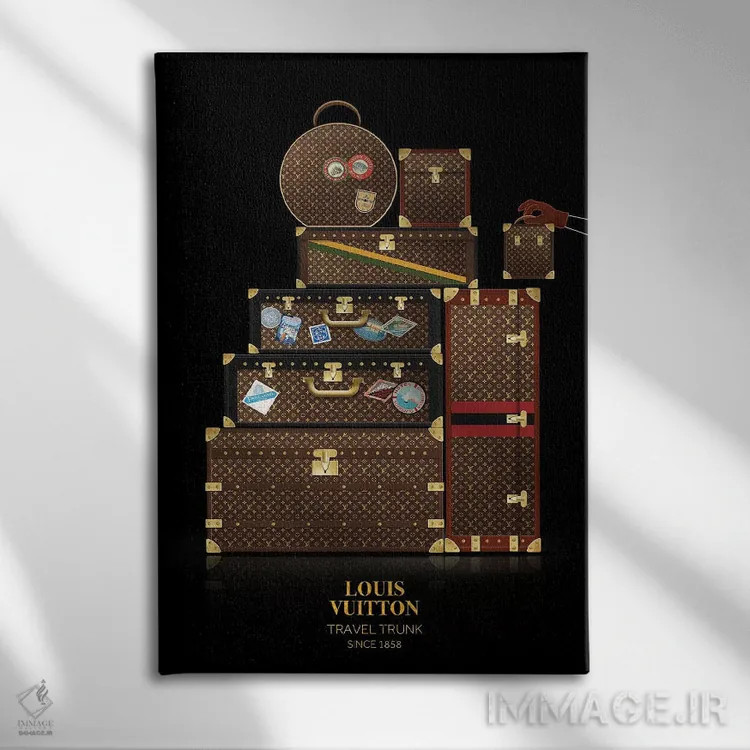تابلو دکوراتیو Louis Vuitton, Since 1858,صندوق مسافرتی، لویی ویتون، ا… اثر الکساندر ونانسیو - نمای روبهرو روی دیوار