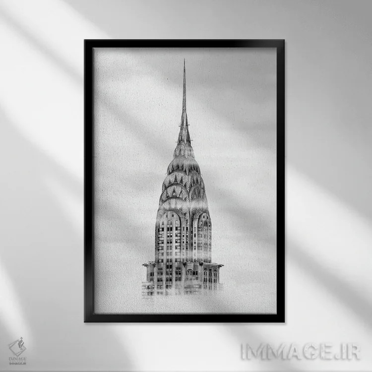 تابلو دکوراتیو نیویورک در میان مه A اثر الکساندر ونانسیو - نمای قابدار مشکی