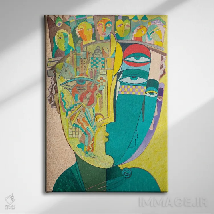 تابلو مدرن آهنگساز و نت هایش اثر وان هووک - نمای روبهرو روی دیوار