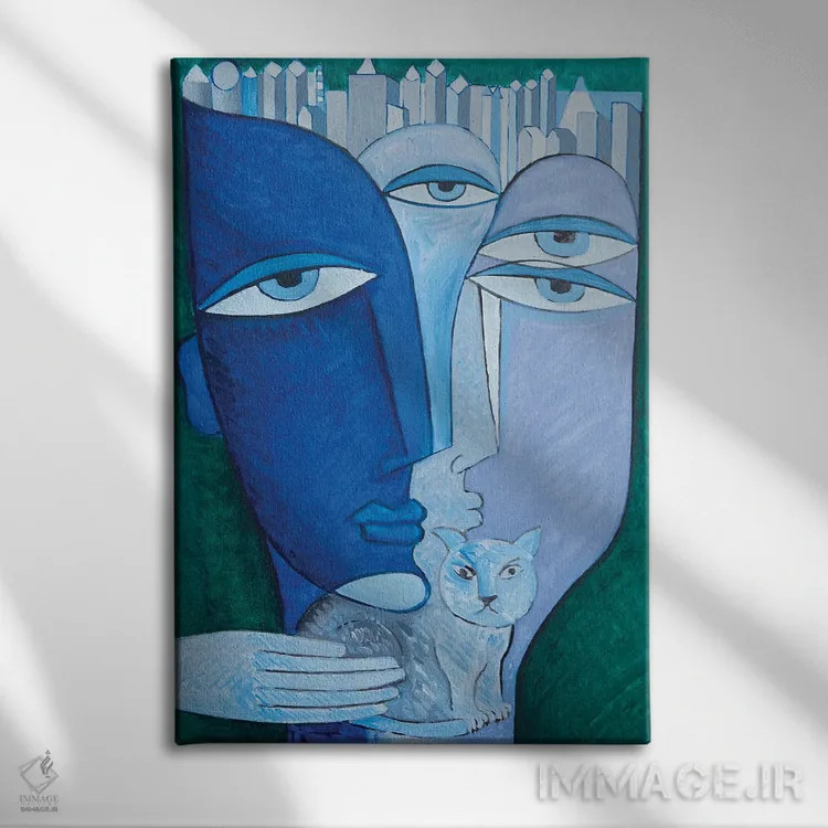 تابلو مدرن دوستان اثر وان هووک - نمای روبهرو روی دیوار