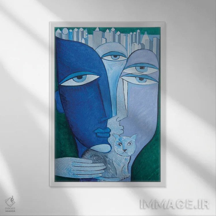 تابلو مدرن دوستان اثر وان هووک - نمای قابدار سفید