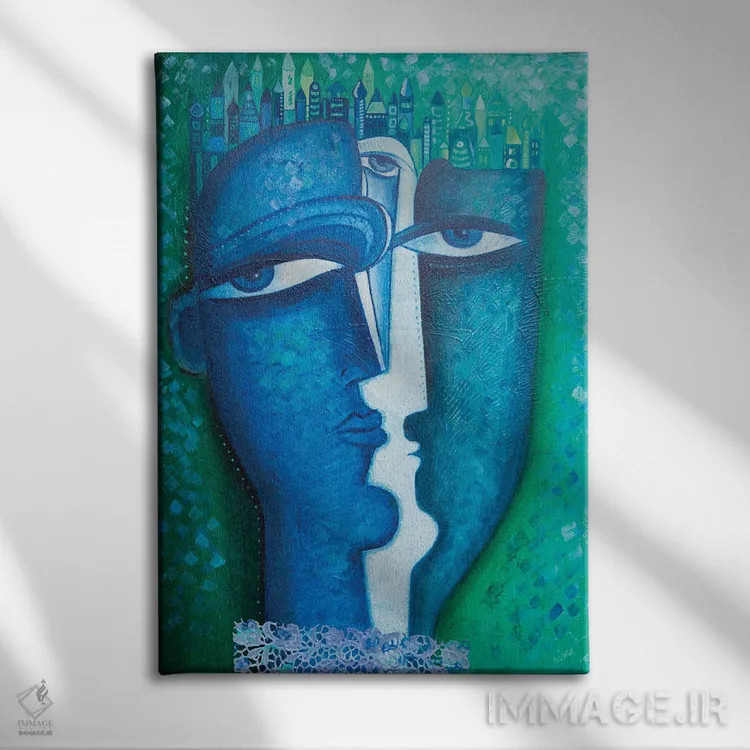 تابلو مدرن سه شخصیت اثر وان هووک - نمای روبهرو روی دیوار