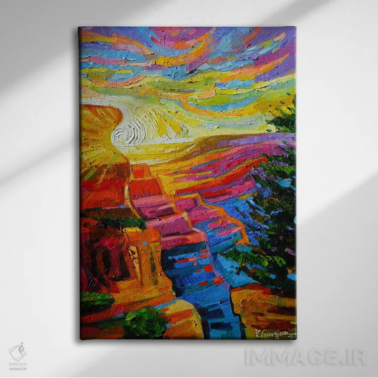 تابلو دکوراتیو غروب گرند کنیون اثر وانیا ژئورگیوا - نمای روبهرو روی دیوار
