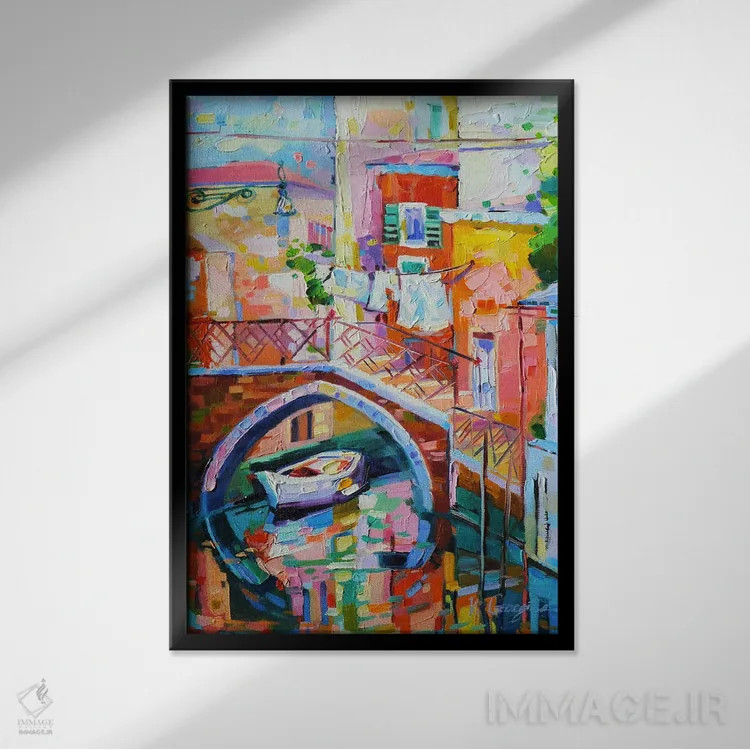 تابلو دکوراتیو زندگی در ونیز اثر وانیا ژئورگیوا - نمای قابدار مشکی