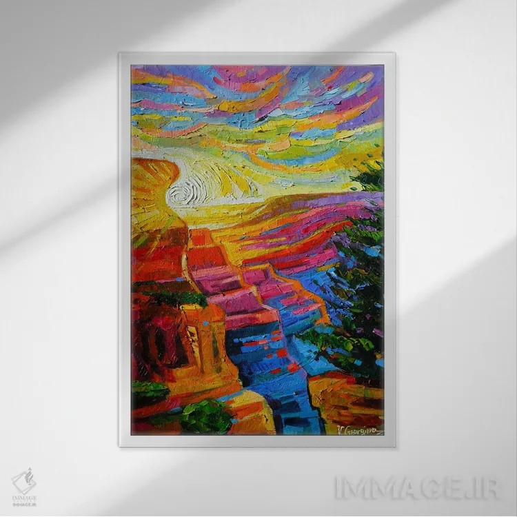 تابلو دکوراتیو غروب گرند کنیون اثر وانیا ژئورگیوا - نمای قابدار سفید