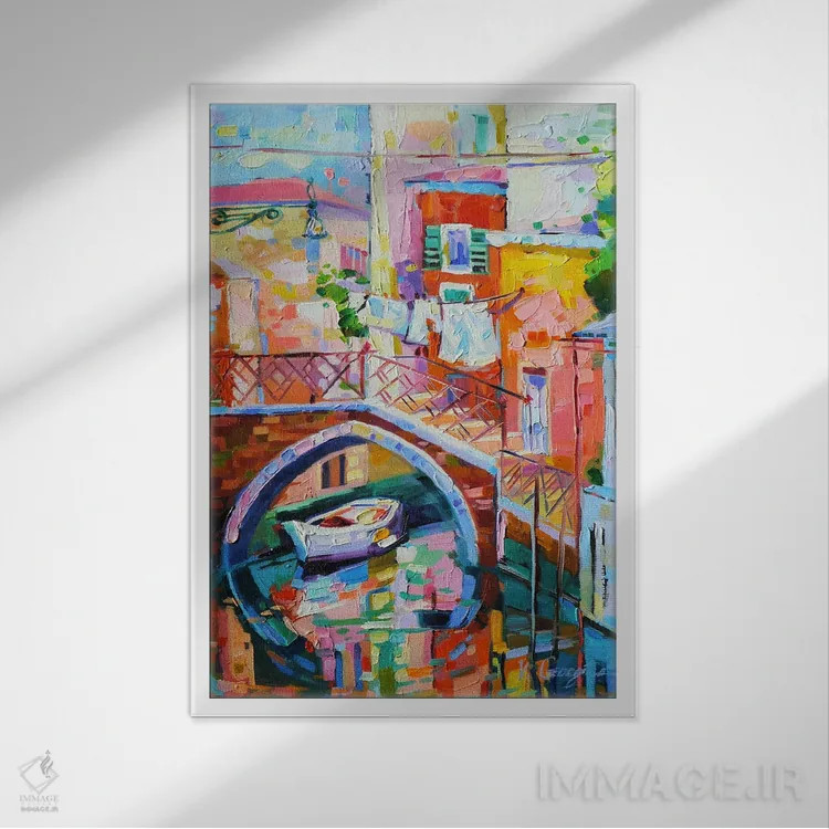 تابلو دکوراتیو زندگی در ونیز اثر وانیا ژئورگیوا - نمای قابدار سفید