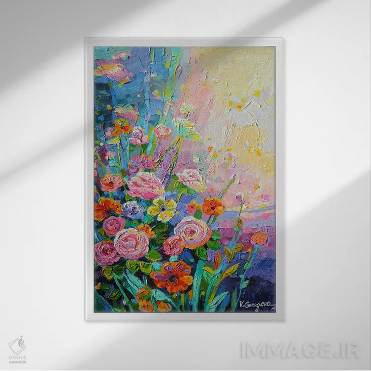 تابلو دکوراتیو فقط رزها اثر وانیا ژئورگیوا - نمای قابدار سفید