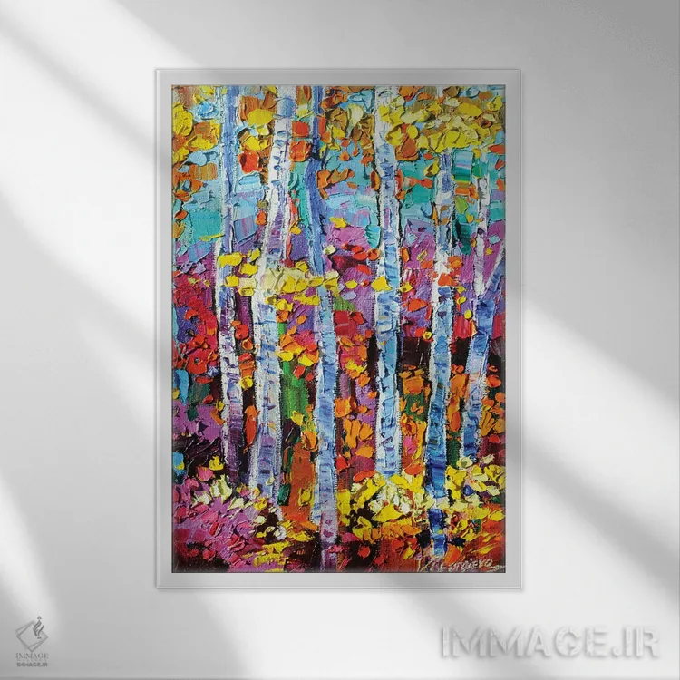 تابلو دکوراتیو منظره پاییزی اثر وانیا ژئورگیوا - نمای قابدار سفید