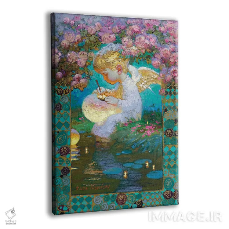 تابلو دکوراتیو فرشته باغ گل رز اثر ویکتور نیزوفتسف - نمای پرسپکتیو محصول