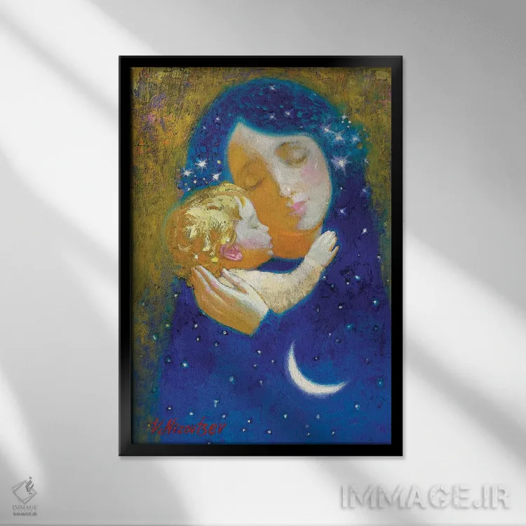 تابلو دکوراتیو مادونا با کودک اثر ویکتور نیزوفتسف - نمای قابدار مشکی