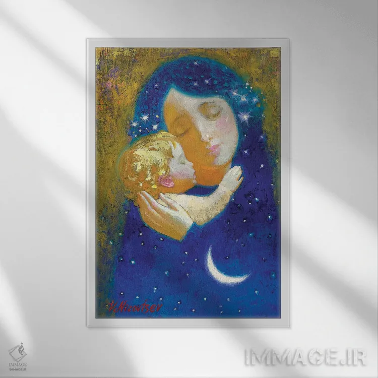 تابلو دکوراتیو مادونا با کودک اثر ویکتور نیزوفتسف - نمای قابدار سفید