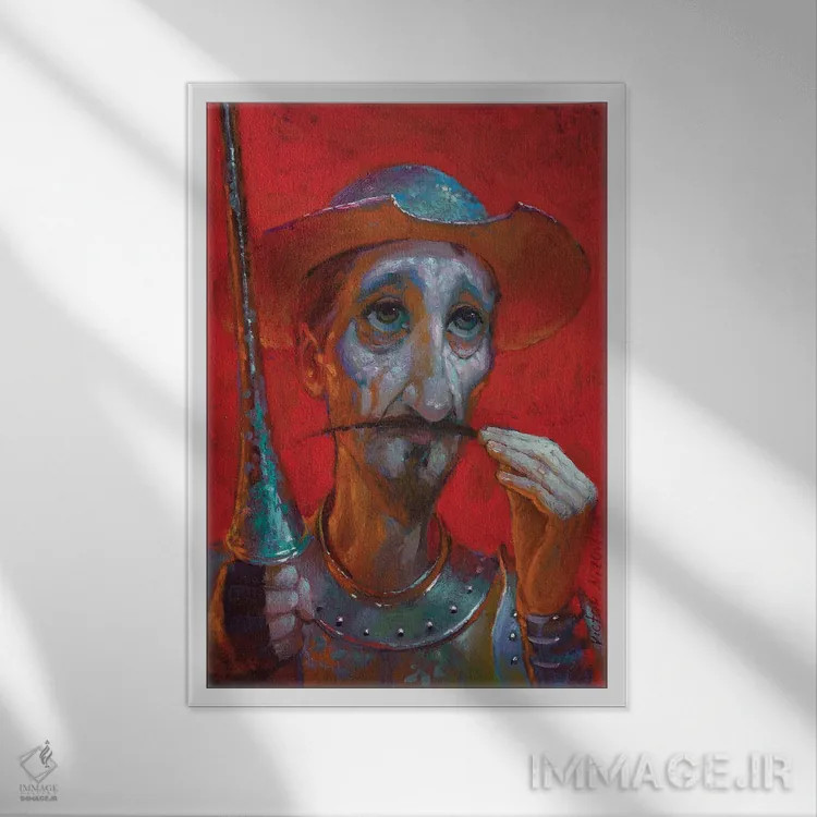 تابلو دکوراتیو دون کیشوت قرمز اثر ویکتور نیزوفتسف - نمای قابدار سفید