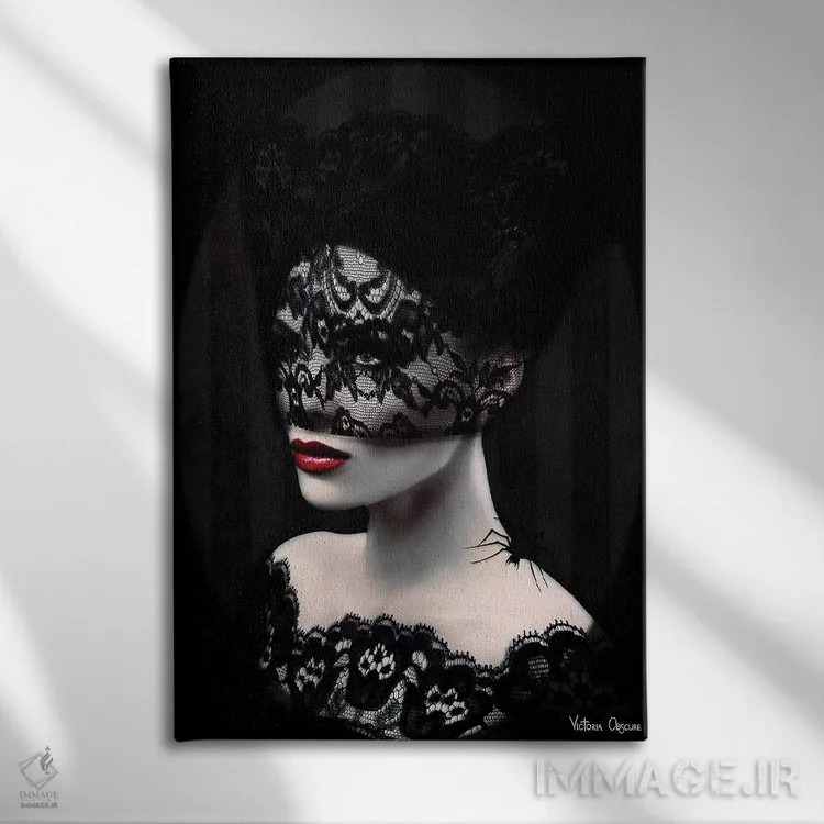 تابلو دکوراتیو توری سیاه اثر ویکتوریا آبسکیور - نمای روبهرو روی دیوار