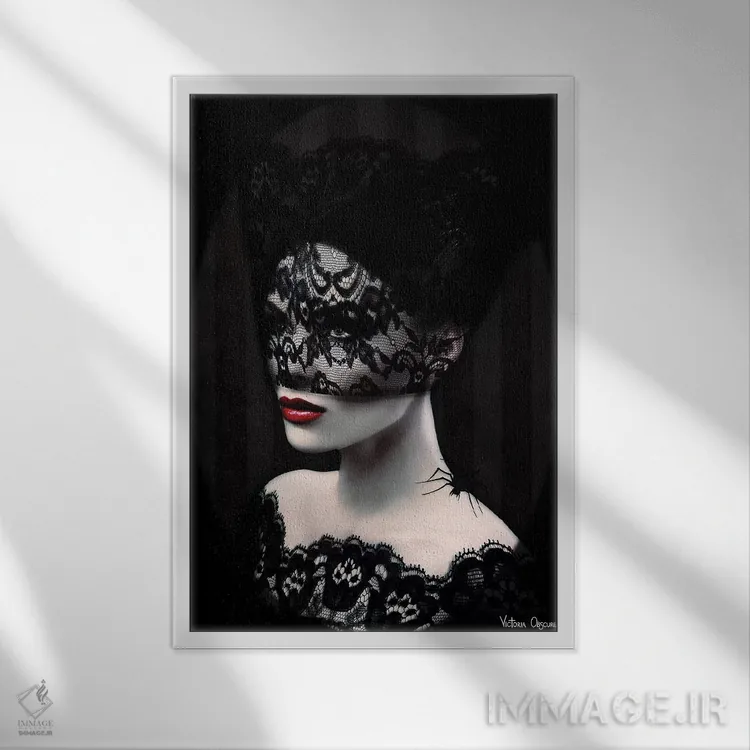 تابلو دکوراتیو توری سیاه اثر ویکتوریا آبسکیور - نمای قابدار سفید