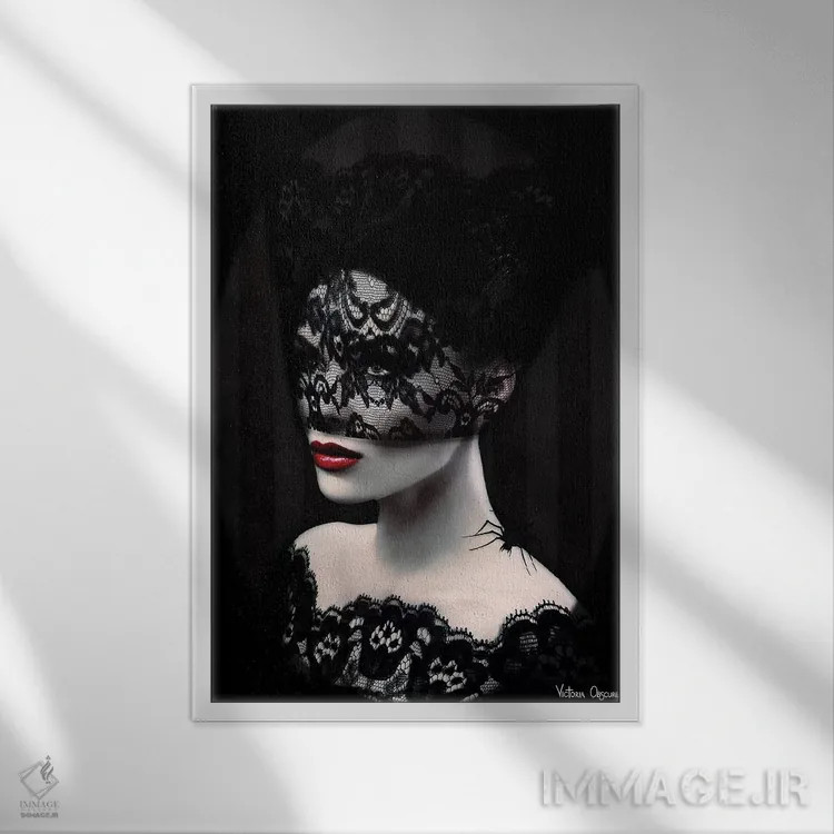تابلو دکوراتیو توری سیاه اثر ویکتوریا آبسکیور - نمای قابدار سفید