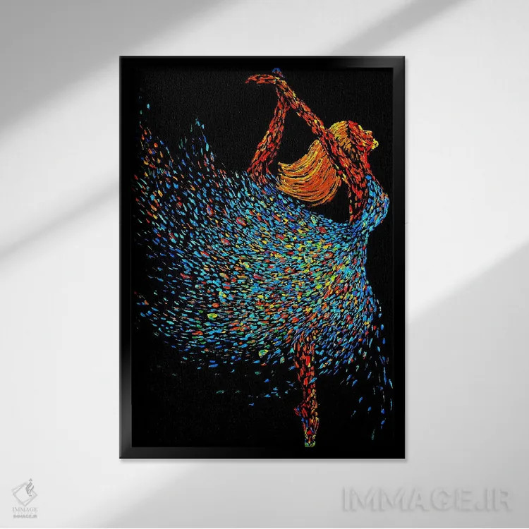 تابلو دکوراتیو The Art Of Ballet,چرخش بالرینا اثر نقاشی ویولا - نمای قابدار مشکی