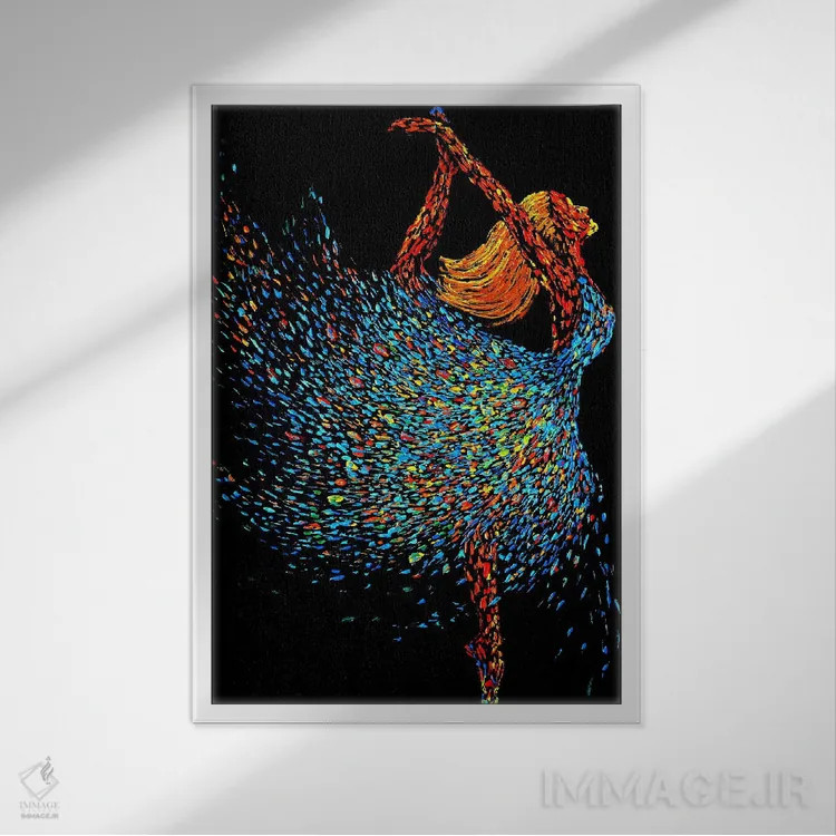 تابلو دکوراتیو The Art Of Ballet,چرخش بالرینا اثر نقاشی ویولا - نمای قابدار سفید