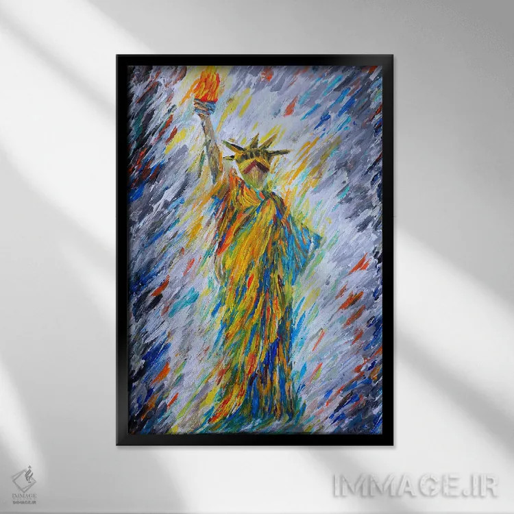 تابلو دکوراتیو پیروزی آزادی اثر نقاشی ویولا - نمای قابدار مشکی