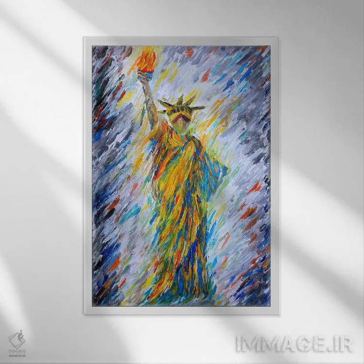 تابلو دکوراتیو پیروزی آزادی اثر نقاشی ویولا - نمای قابدار سفید