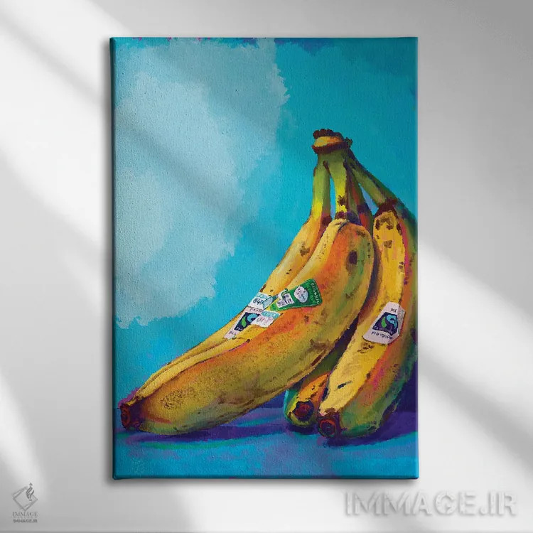 تابلو دکوراتیو یک دسته موز اثر وری بری - نمای روبهرو روی دیوار