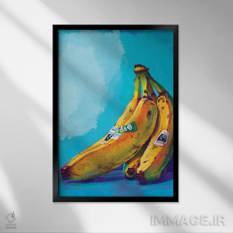 تابلو دکوراتیو یک دسته موز اثر وری بری - نمای قابدار مشکی