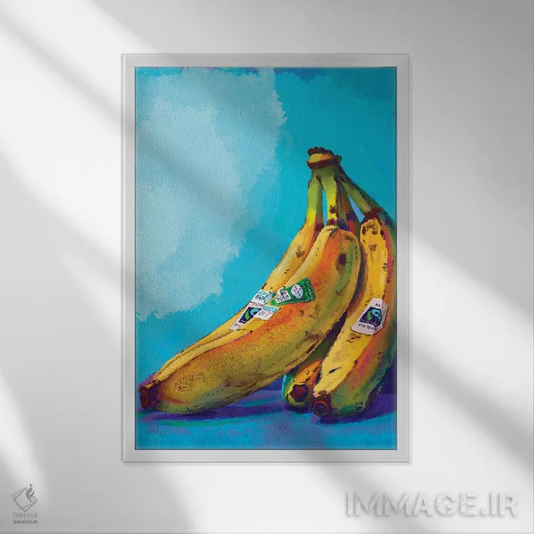 تابلو دکوراتیو یک دسته موز اثر وری بری - نمای قابدار سفید