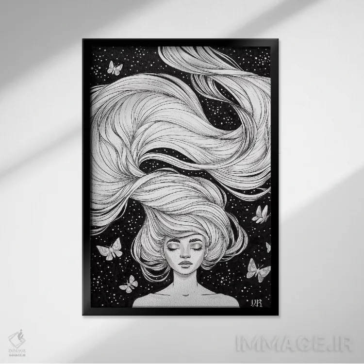 تابلو دکوراتیو شناور اثر واسیلیسا روماننکو - نمای قابدار مشکی