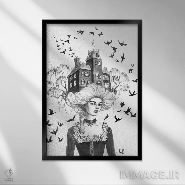 تابلو دکوراتیو پرستوها اثر واسیلیسا روماننکو - نمای قابدار مشکی