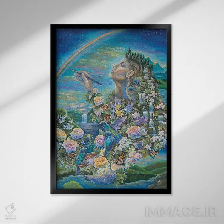 تابلو دکوراتیو رنگ های باد اثر ورنا وایلد - نمای قابدار مشکی